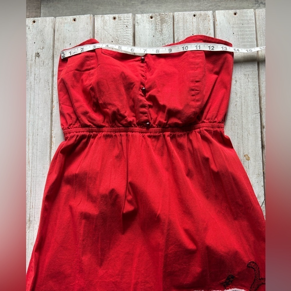 Judith March | Strapless Embroidered Elephant Dress | Red | Assumed S/M - Picture 4 of 13